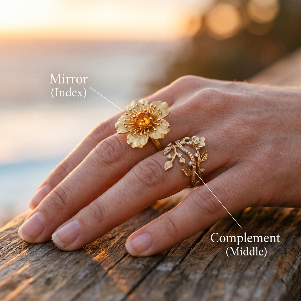 Botanical Axis #02 [11110] Radiant Vanda | Citrine Stacking Ring