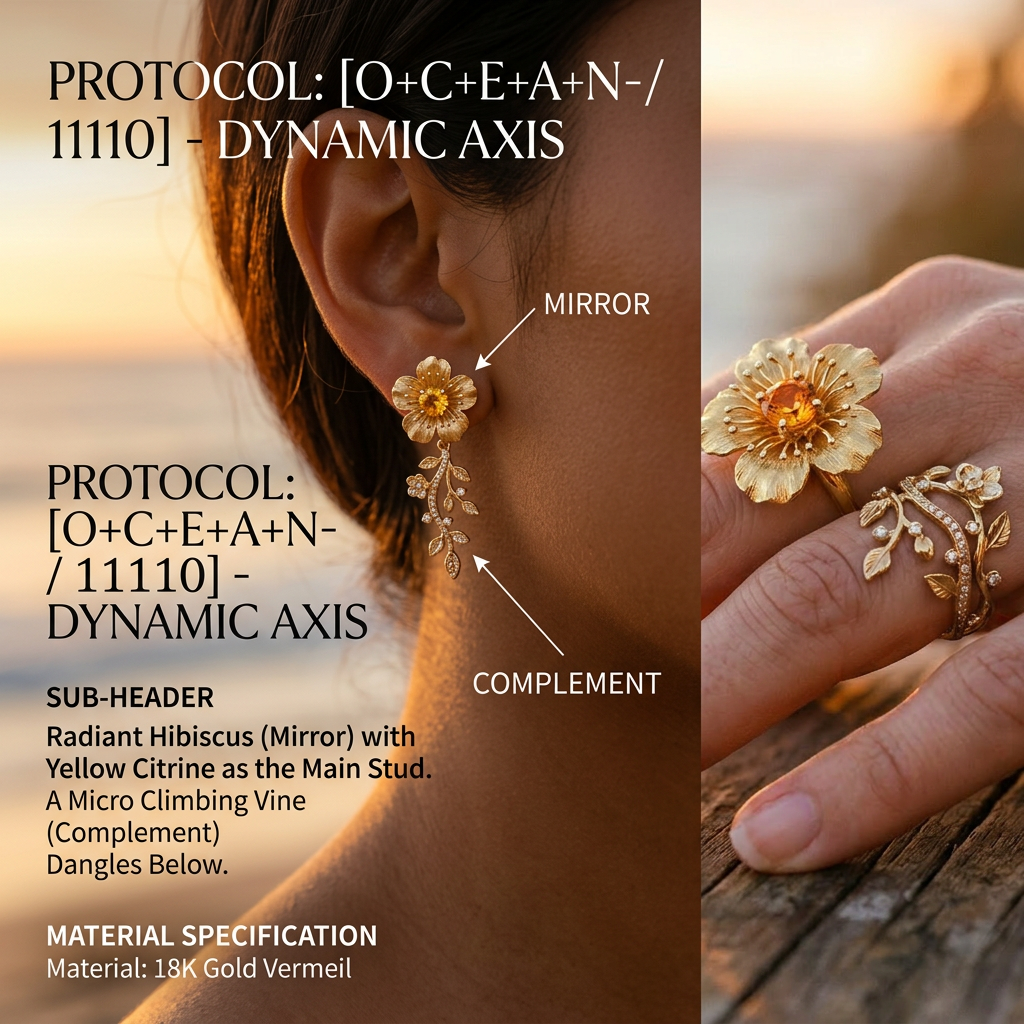 Botanical Axis #02 [11110] Fearless Sovereign | Dual-Dangle Earrings