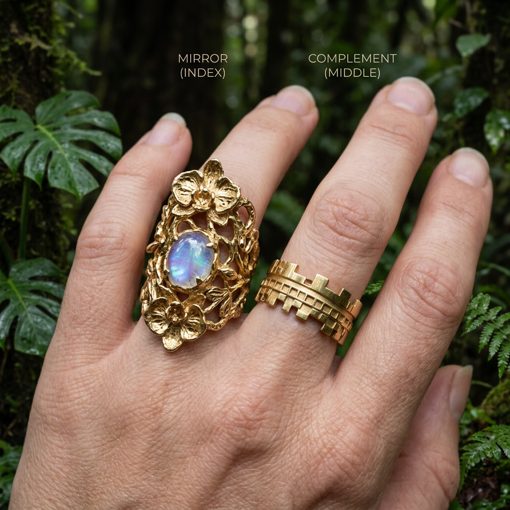 Botanical Axis #06 [11010] Sage Petal | Moonstone Stacking Ring