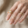 Botanical Link #06 [11010] Sage Petal | Moonstone & Black Spinel Ring