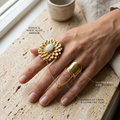 Botanical Link #08 [11000] Crystalline Dahlia | White Agate & Amethyst Ring