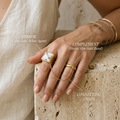 Meridian Axis Link #08 [11000] Crystalline Grid | White Agate & Amethyst Stacking Ring Set