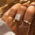 Meridian Axis #08 [11000] Crystalline Grid | White Agate & Amethyst Stacking Ring