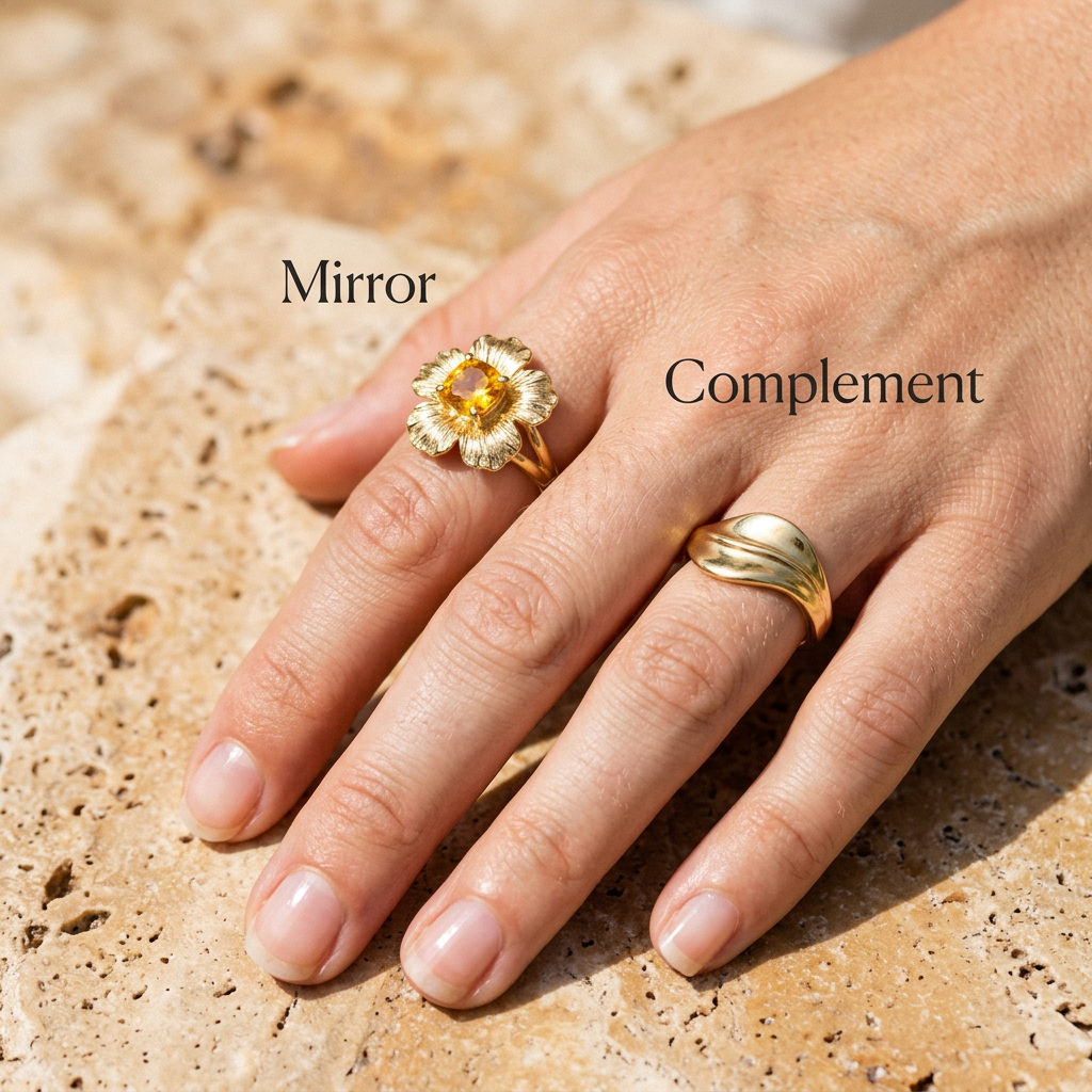 Botanical Axis #10 [10110] Golden Plumeria | Citrine Ring