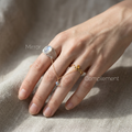 Meridian Axis Link #11 [10101] Kinetic Prism | Moonstone & Citrine Stacking Ring Set