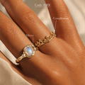 Meridian Axis #11 [10101] Kinetic Prism | Moonstone & Citrine Stacking Ring