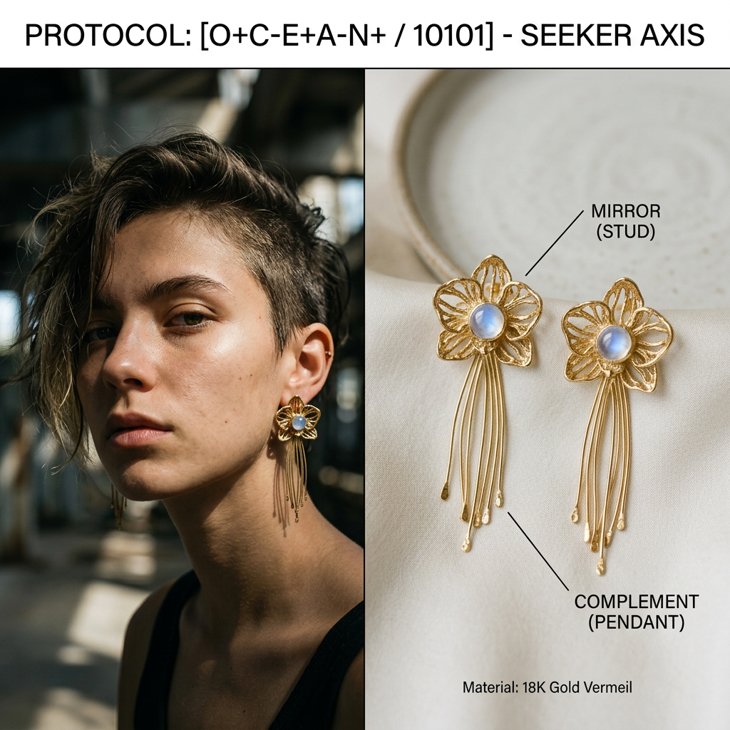 Botanical Axis #11 [10101] Vibrant Seeker | Dual-Dangle Earrings