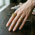 Botanical Axis #12 [10100] Fluid Hibiscus | Citrine Stacking Ring