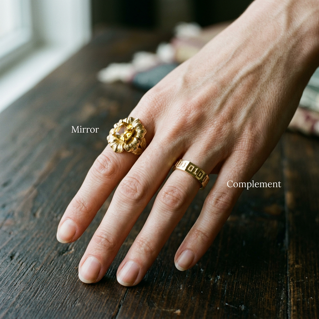 Botanical Axis #12 [10100] Fluid Hibiscus | Citrine Stacking Ring