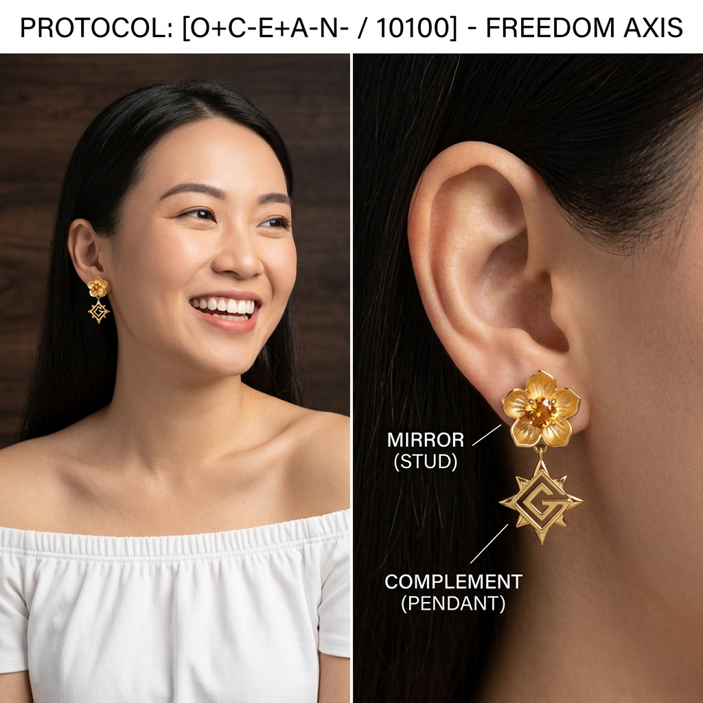 Botanical Axis #12 [10100] Unbound Energy | Dual-Dangle Earrings