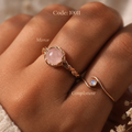 Meridian Axis #13 [10011] Subtle Resonance | Rose Quartz & Moonstone Stacking Ring