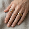 Meridian Axis Link #14 [10010] Ethereal Balance | Moonstone & Amethyst Stacking Ring Set