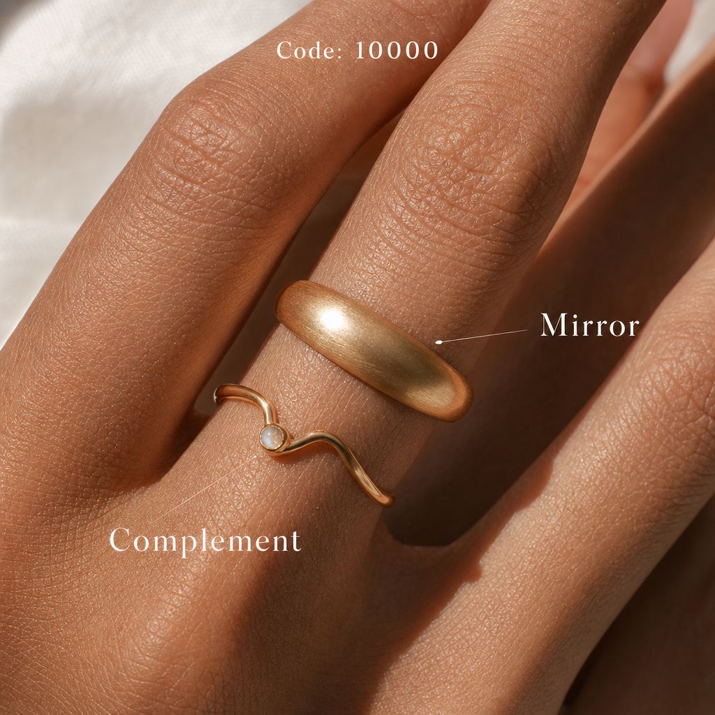 Meridian Axis #16 [10000] Rational Infinity | Matte Gold & Moonstone Stacking Ring