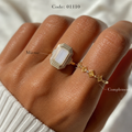 Meridian Axis #18 [01110] Central Anchor | White Agate & Citrine Stacking Ring