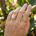 Meridian Axis Link #18 [01110] Central Anchor | White Agate & Citrine Stacking Ring Set