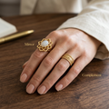 Botanical Axis #18 [01110] Central Pillar | White Agate Ring