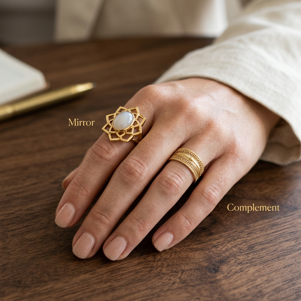 Botanical Axis #18 [01110] Central Pillar | White Agate Ring