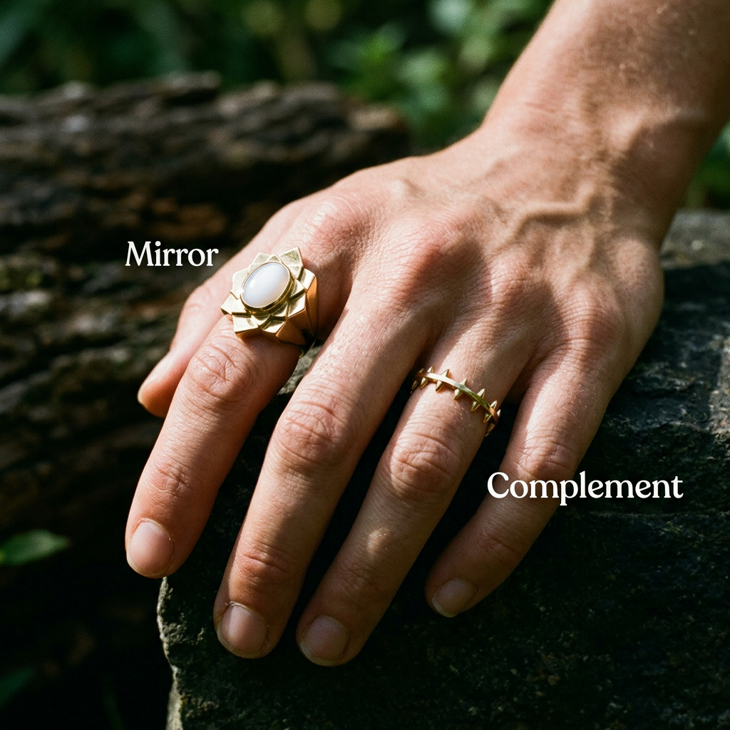 Botanical Axis #20 [01100] Tectonic Dahlia | White Agate Ring