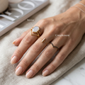 Meridian Axis Link #20 [01100] Tectonic Guard | White Agate & Black Spinel Stacking Ring Set