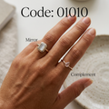 Meridian Axis #22 [01010] Pragmatic Flow | White Agate & Rose Quartz Stacking Ring