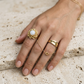 Botanical Link #22 [01010] Pragmatic Plumeria | White Agate & Rose Quartz Ring