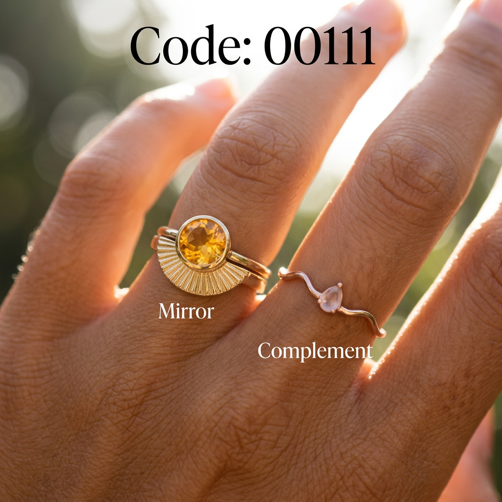 Meridian Axis #25 [00111] Vibrant Affinity | Citrine & Rose Quartz Stacking Ring