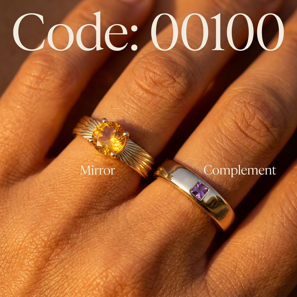 Meridian Axis #28 [00100] Realistic Zenith | Citrine & Amethyst Stacking Ring