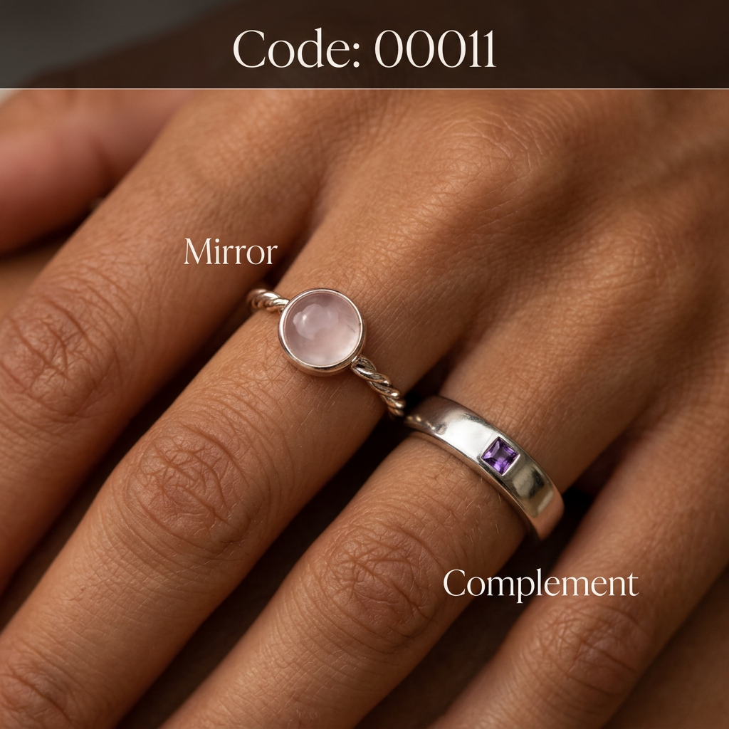 Meridian Axis #29 [00011] Flexible Latitude | Rose Quartz & Amethyst Stacking Ring