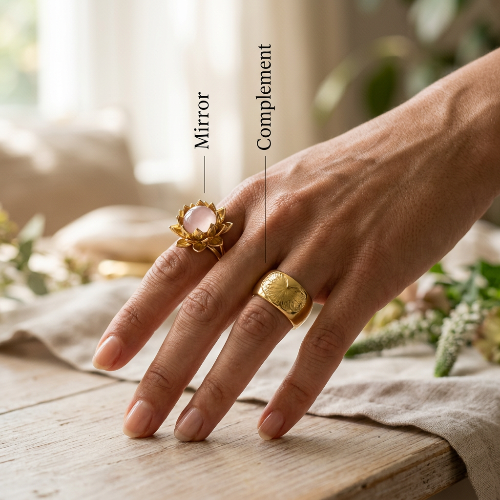 Botanical Axis #29 [00011] Flexible Lotus | Rose Quartz Ring