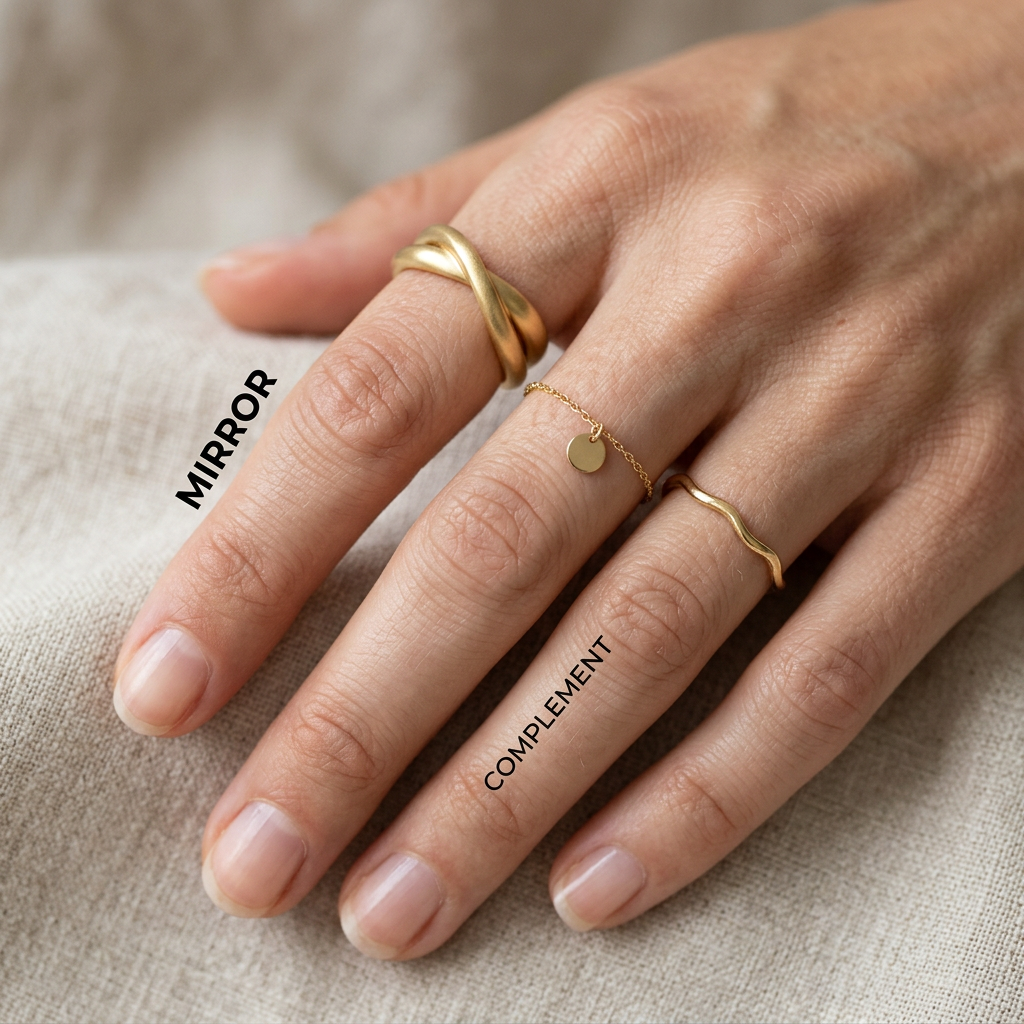 Meridian Axis Link #30 [00010] Humble Monolith | Matte Gold & Rose Quartz Stacking Ring Set