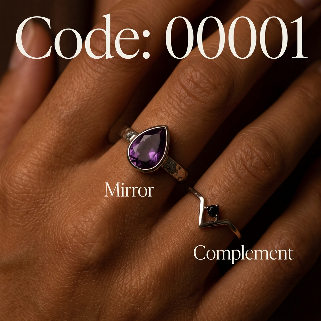 Meridian Axis #31 [00001] Private Dimension | Amethyst & Black Spinel Stacking Ring