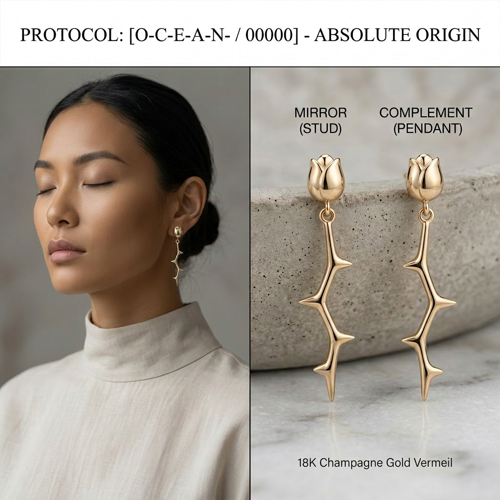 Botanical Axis #31 [00001] Deep Echo | Dual-Dangle Earrings