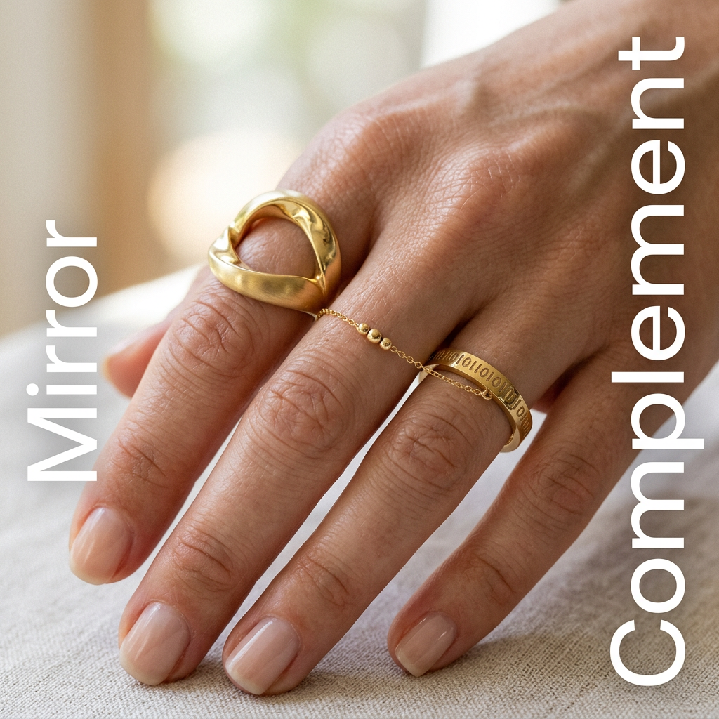 Meridian Axis Link #32 [00000] The Origin Point | Minimalist Matte Gold Stacking Ring Set