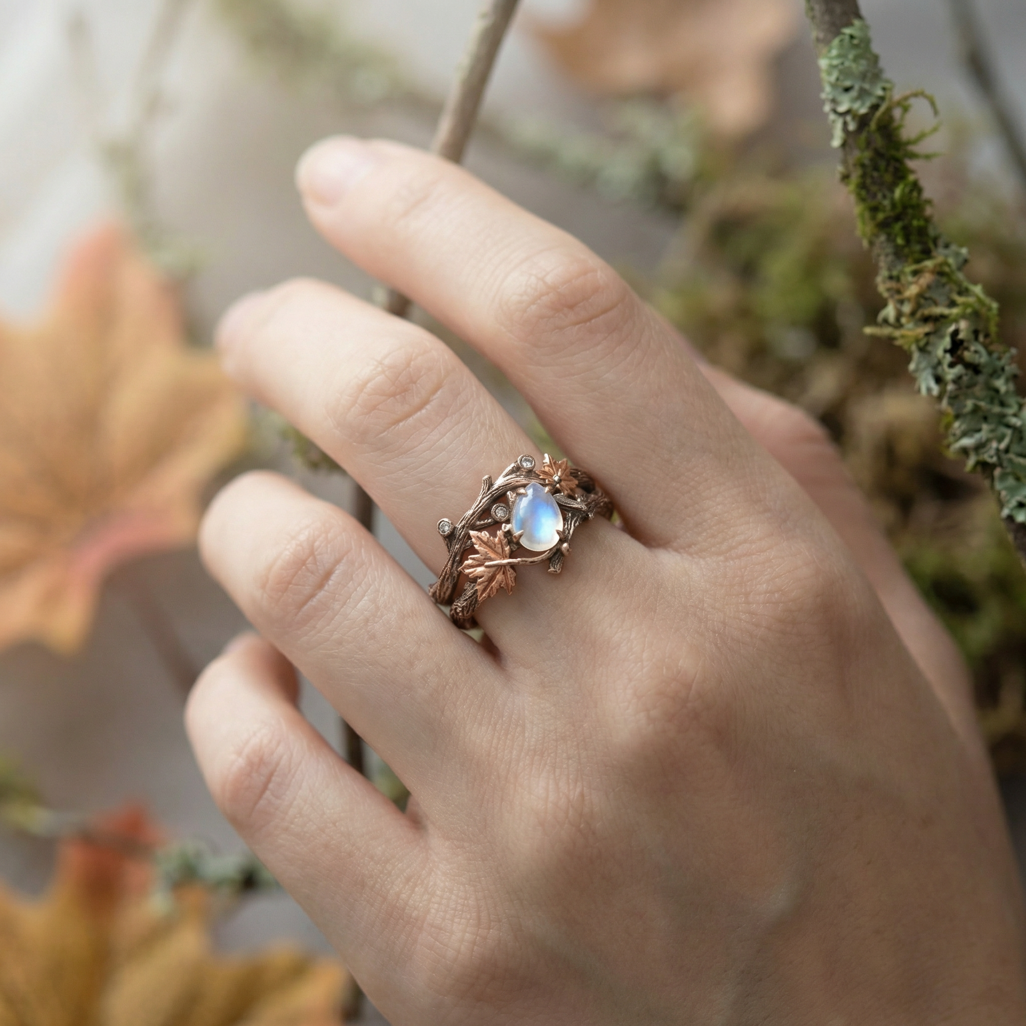 THE ETHEREAL VISIONARY | "OceAn" Secret Garden Moonstone Ring