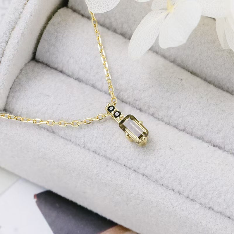 Minimalist Statement Necklace: Smoky Quartz & Black Spinel for Focus and Calm