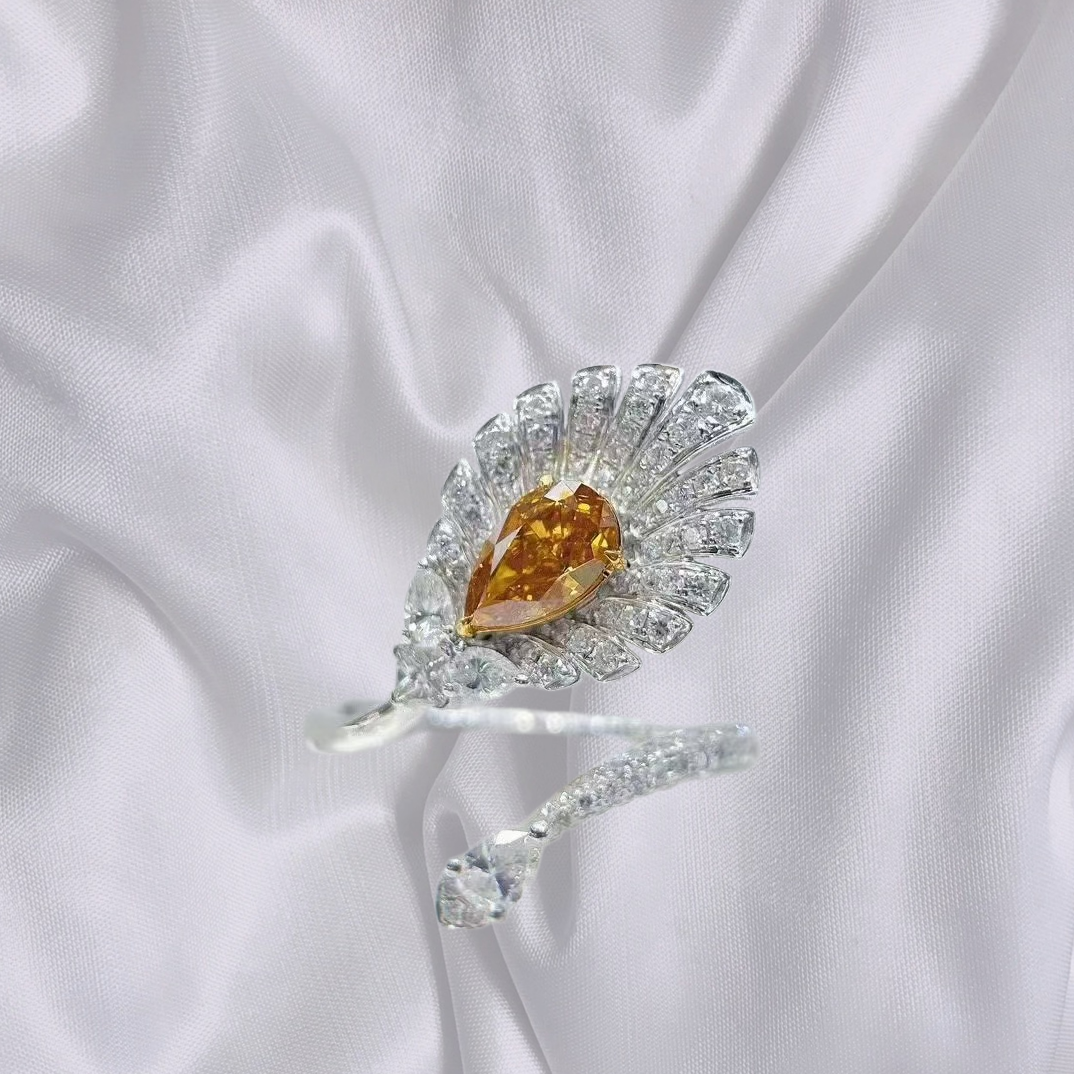 THE SERENE SUN | "ocEAn" Radiant Zenith Orange Diamond Ring