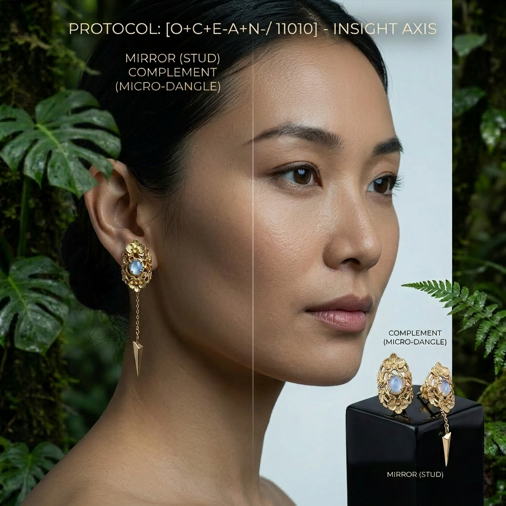 Botanical Axis #06 [11010] Sage Observer | Dual-Dangle Earrings