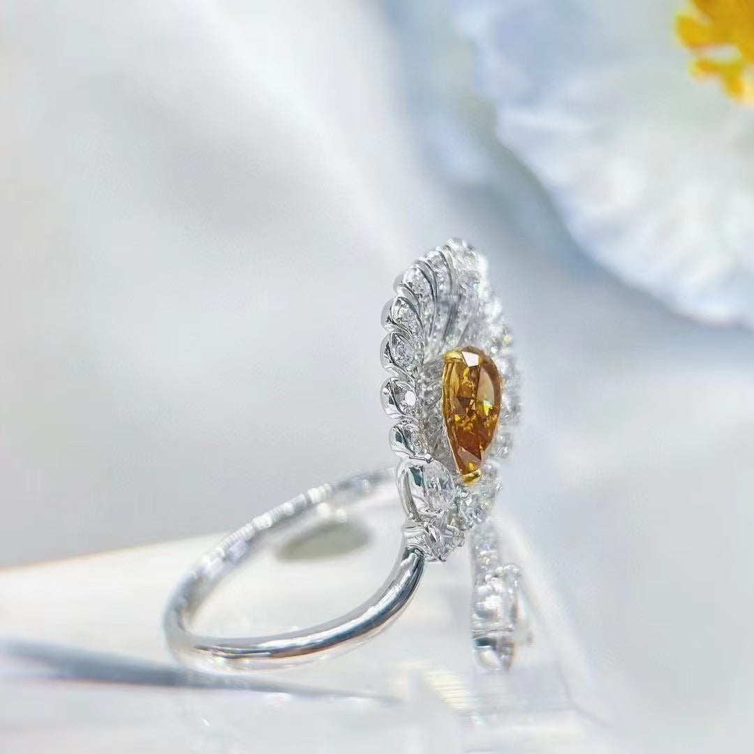 THE SERENE SUN | "ocEAn" Radiant Zenith Orange Diamond Ring