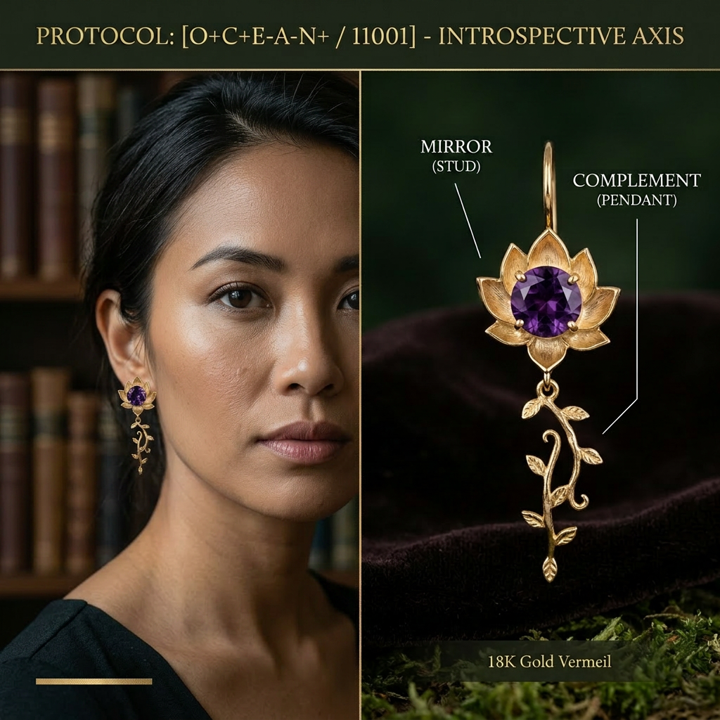 Botanical Axis #07 [11001] Deep Echo | Dual-Dangle Earrings