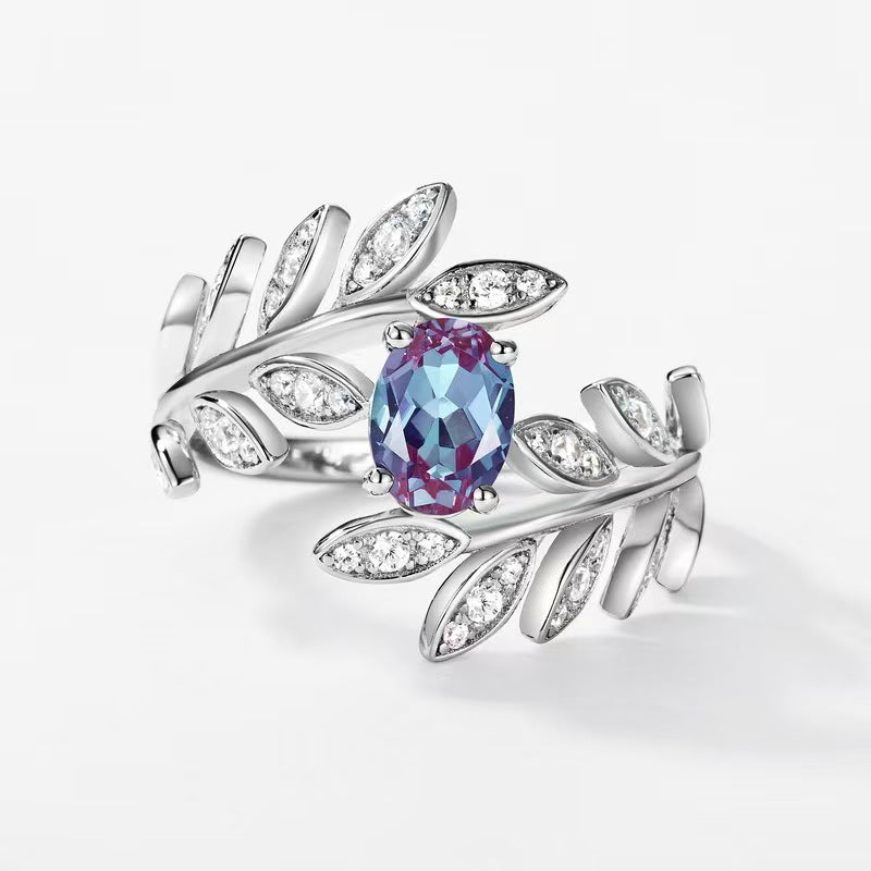 THE INTROSPECTIVE MUSE | "OCeAN" Shifting Aura Alexandrite Leaf Ring
