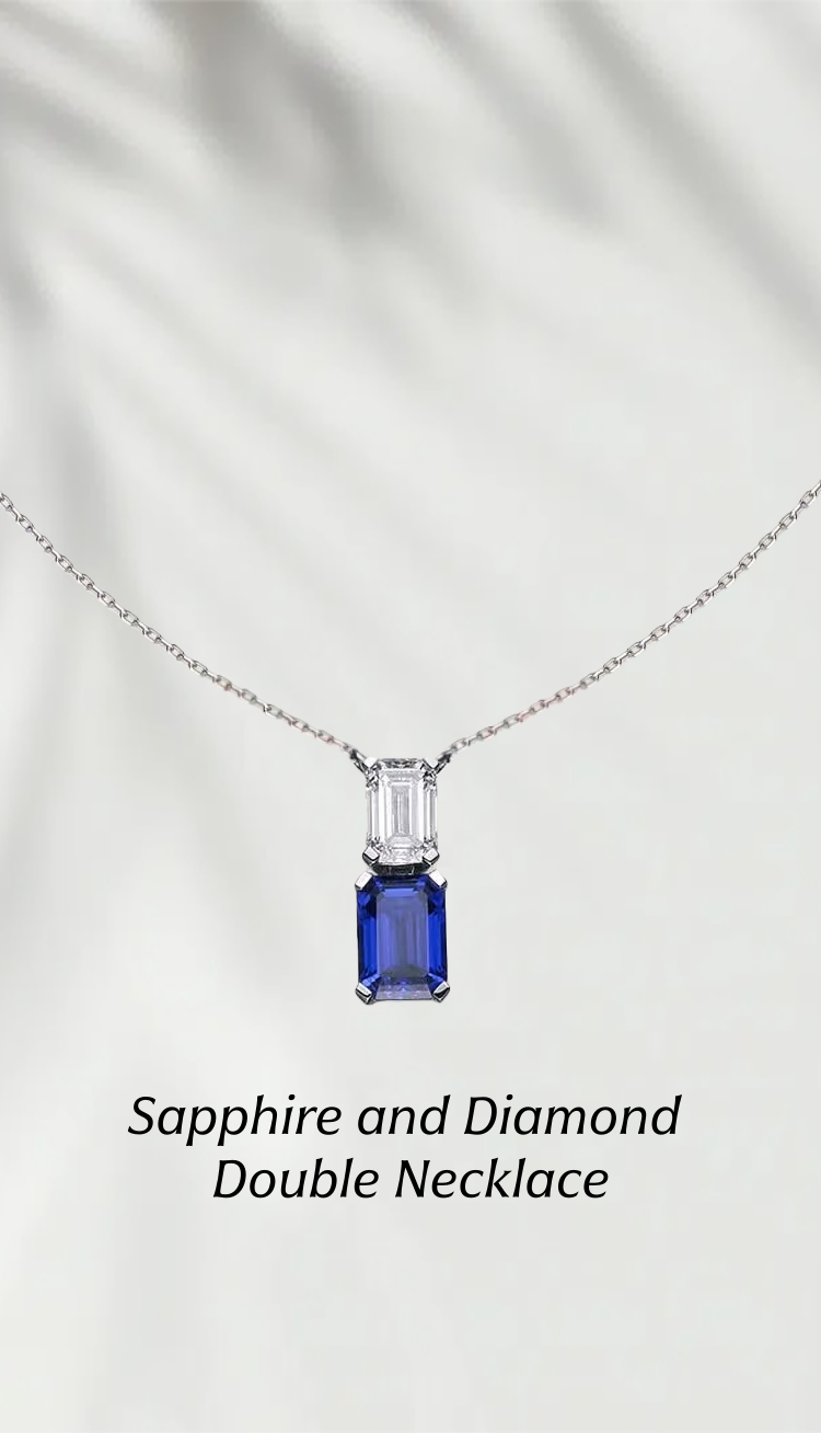 Spiritual Shadow Blue Sapphire Cultured Diamond Necklace, 2 Carats, 925 Silver