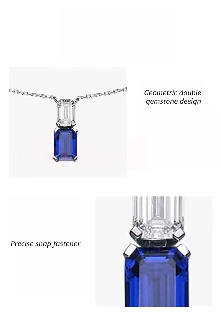 Spiritual Shadow Blue Sapphire Cultured Diamond Necklace, 2 Carats, 925 Silver