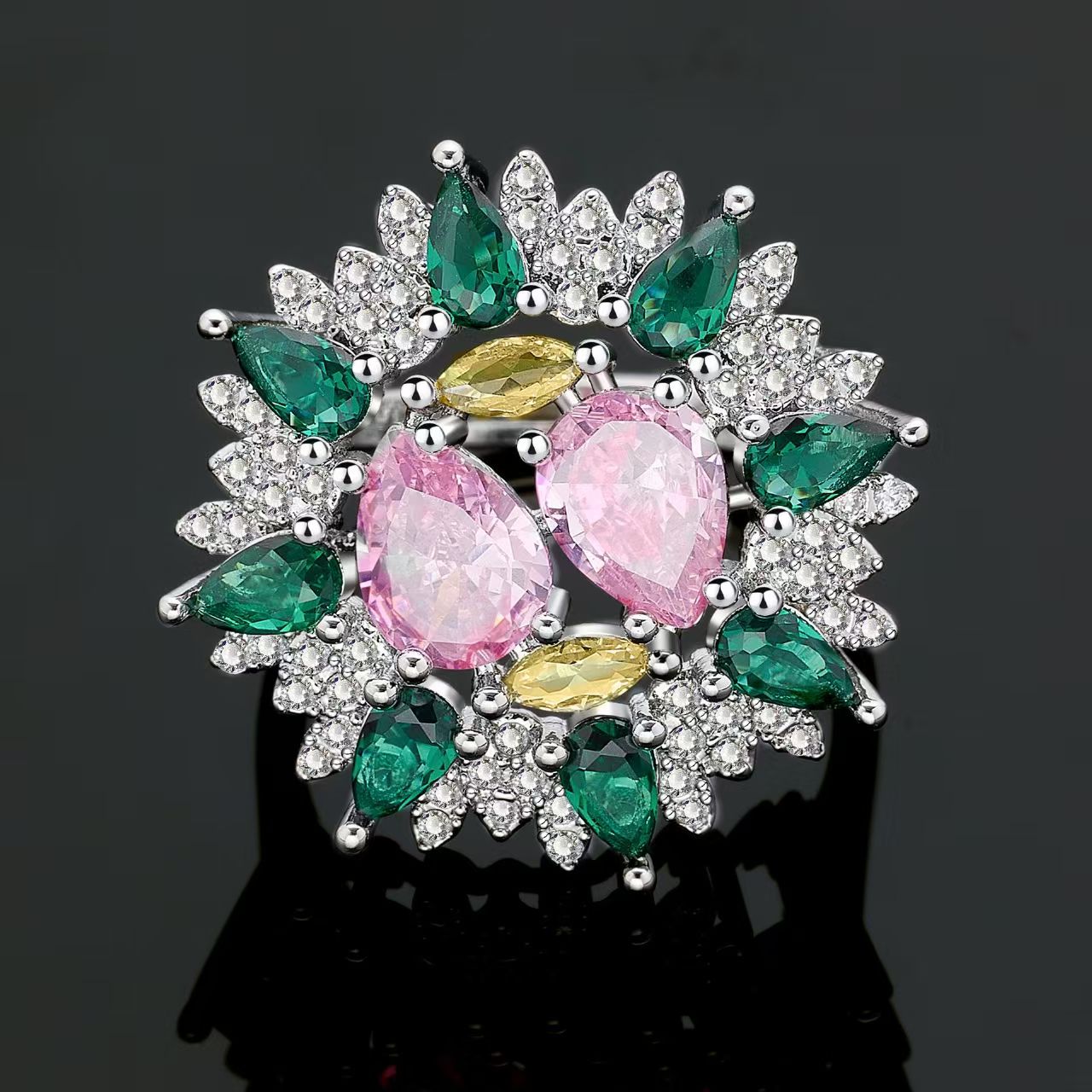 High Carbon Diamond Jewelry Set: Romantic Heart Collection for Women (Necklace, Earrings, Ring)