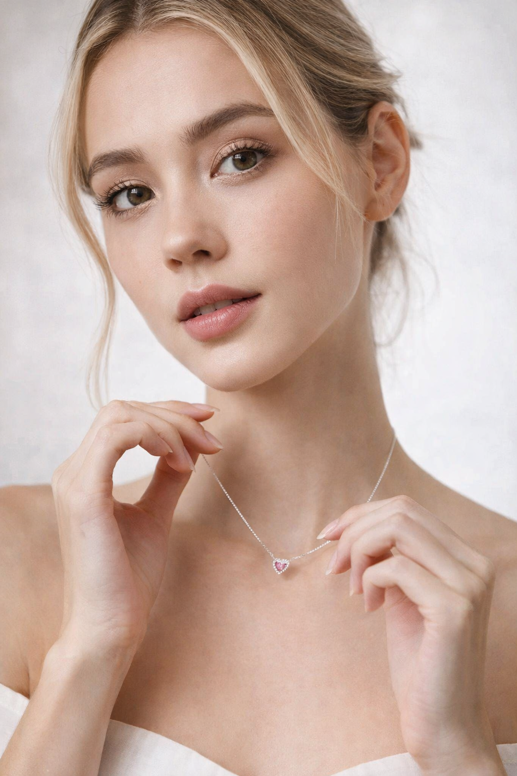 Heart-shaped diamond necklace made of platinum-grown diamonds - 1 carat gift for the special someone