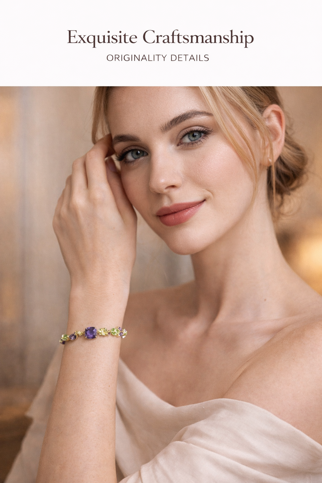 Hand bracelet - S925 silver, crystal, gemstone, olivine and tourmaline luxury accessory. Ideal gift for girls on New Year's Day. Each item comes with a certificate.