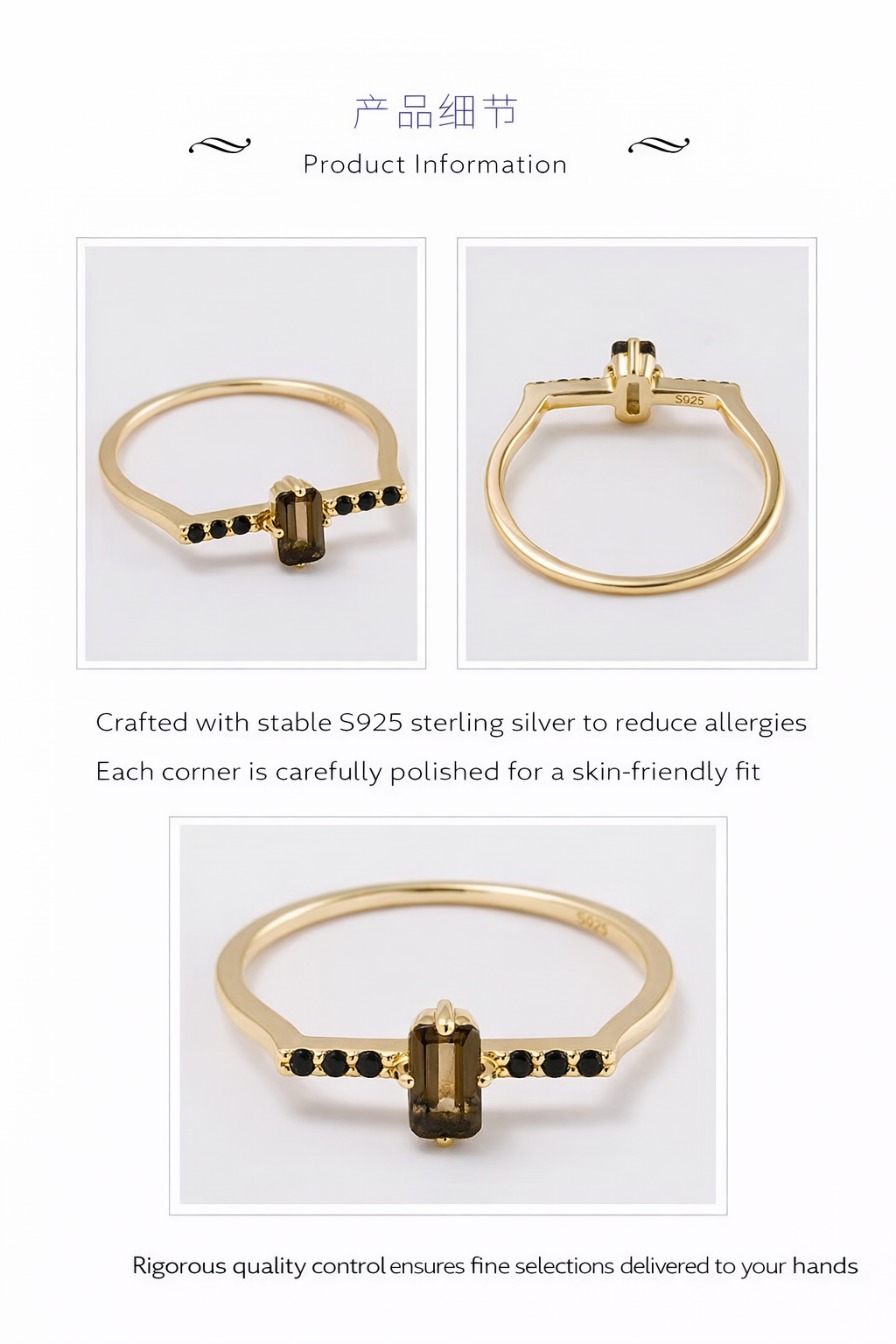 Minimalist Statement Ring: Smoky Quartz & Black Spinel for Focus and Calm