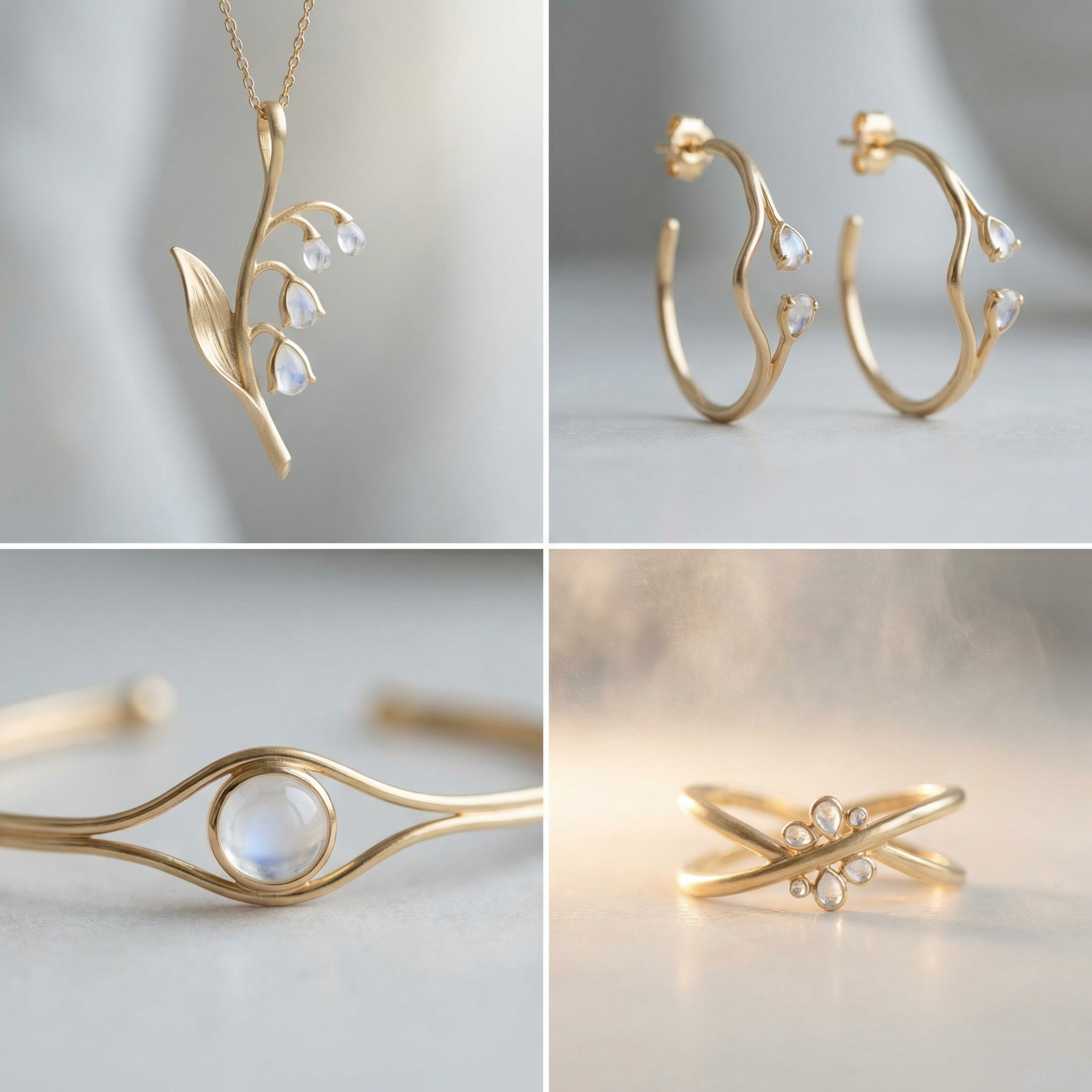 OceAn| The Entwined Dreams Moonstone Cluster Ring