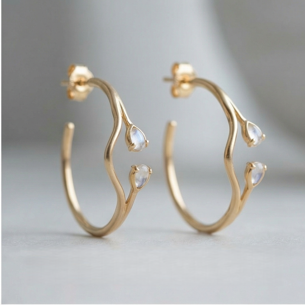 OceAn | The Whispering Lily Moonstone Hoops