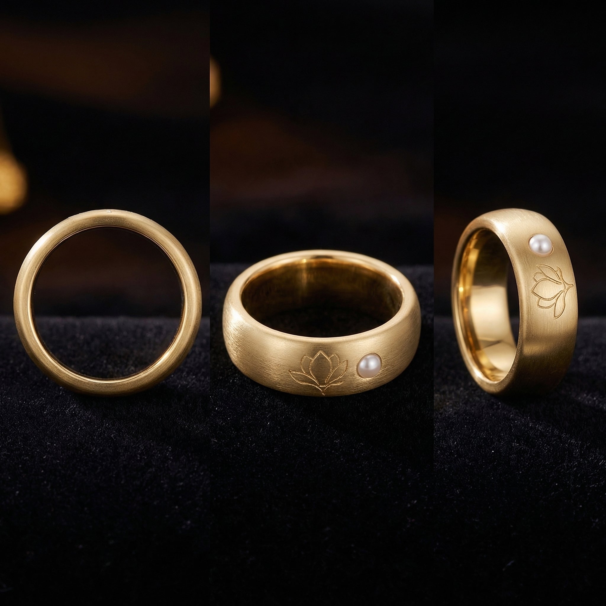 THE SILENT PILLAR | "oCeAn" Pebble Bloom Magnolia Comfort Ring