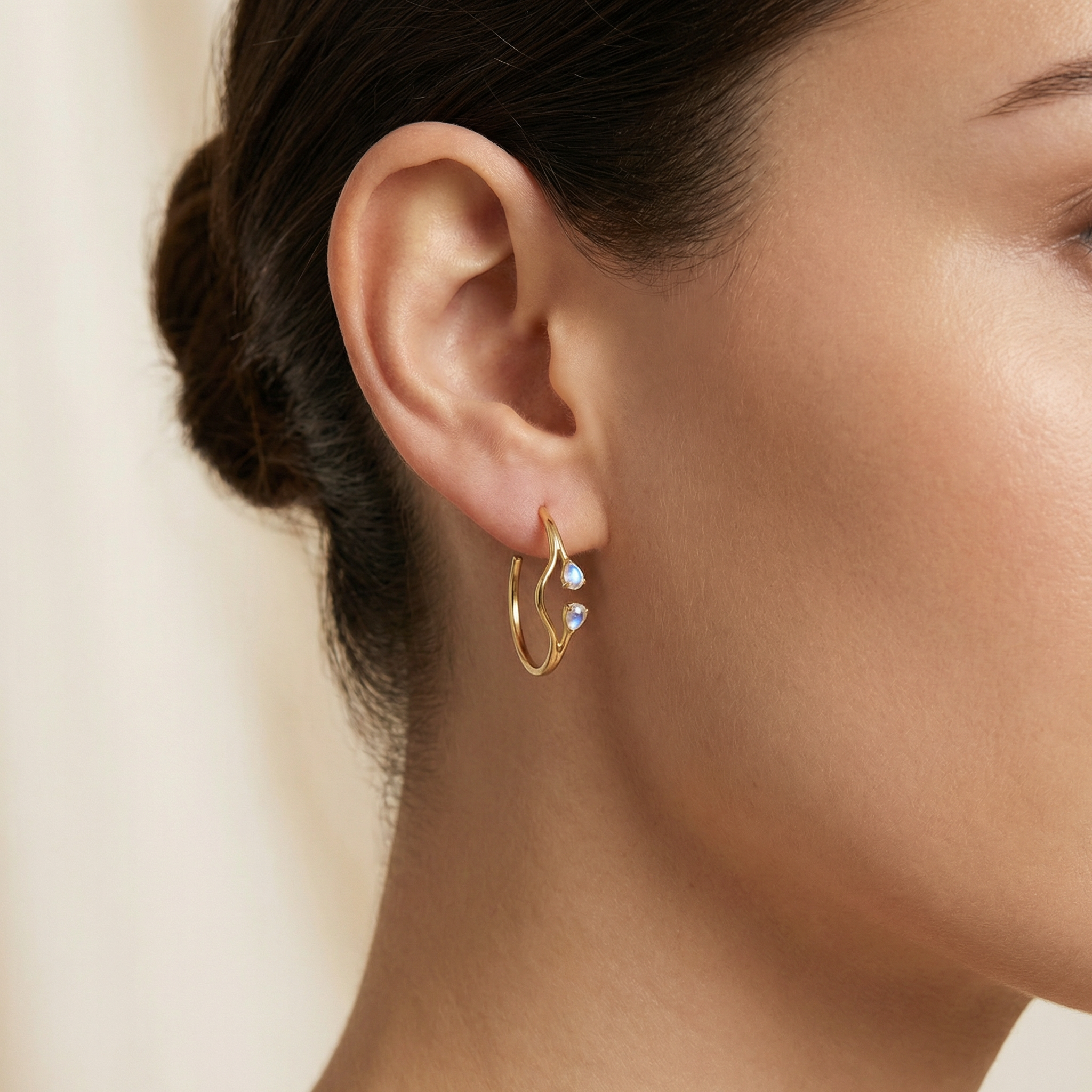 OceAn | The Whispering Lily Moonstone Hoops